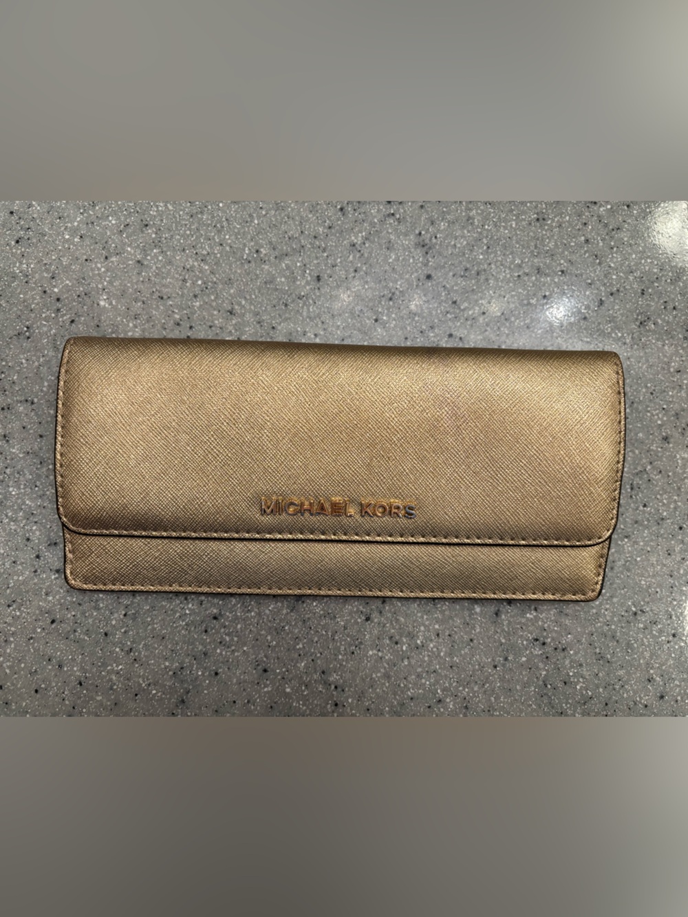 Michael Kors Metallic Gold Saffiano Continental Wallet